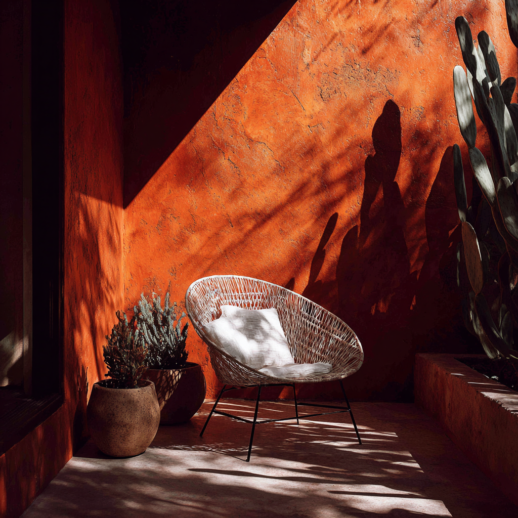 Sunlit terracotta courtyard